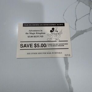Nintendo NES Disney Adventures In Magic Kingdom Rebate $5 Insert